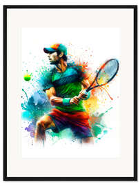 Gerahmter Kunstdruck Tennisspieler in Aquarell