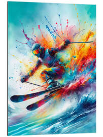 Tableau en aluminium Skiing in bright colours