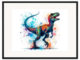 Gerahmter Kunstdruck Tyrannosaurus Rex in Aquarell I