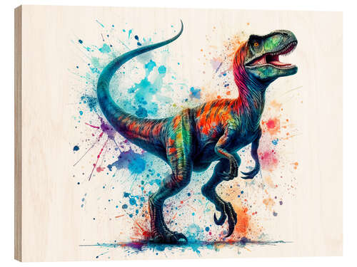 Hout print Tyrannosaurus Rex in Watercolour I