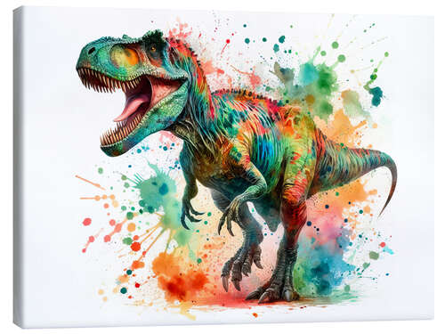 Leinwandbild Tyrannosaurus Rex in Aquarell II