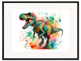 Gerahmter Kunstdruck Tyrannosaurus Rex in Aquarell II