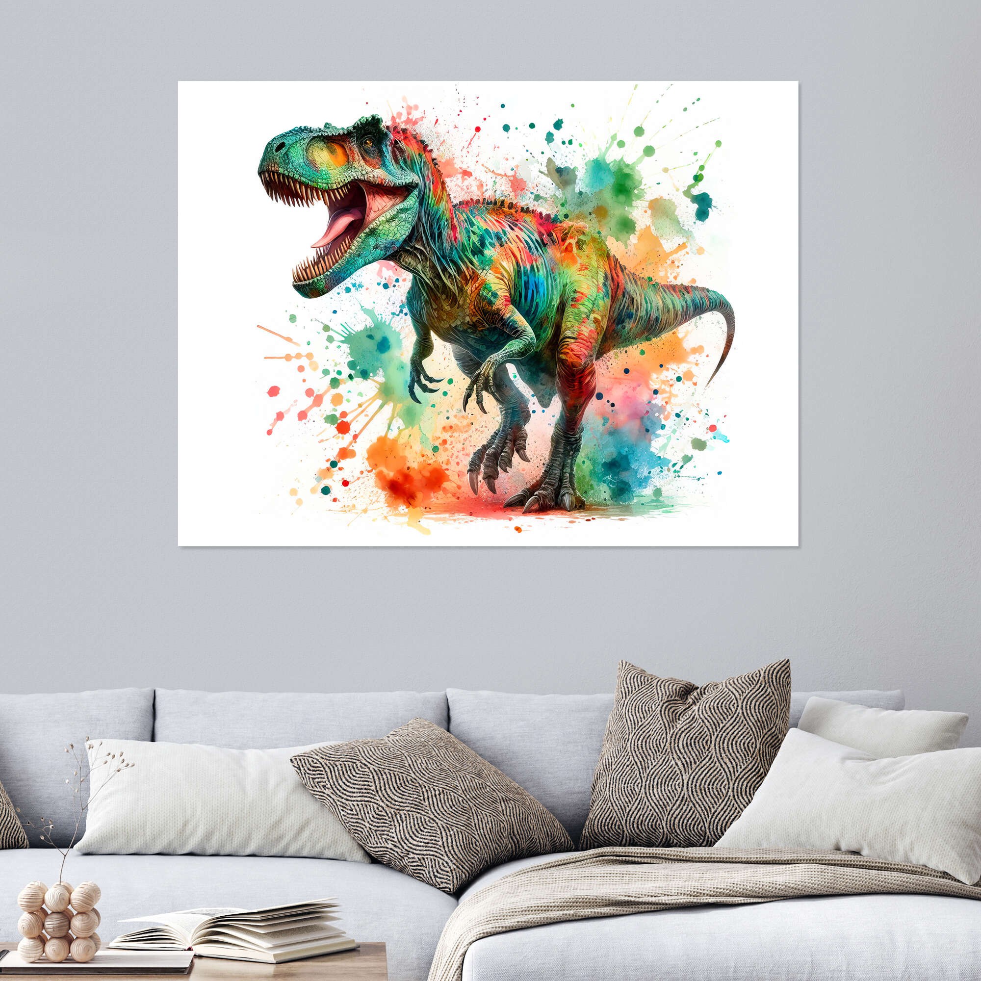Tyrannosaurus Rex in Watercolour II print by nobelart | Posterlounge