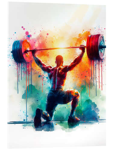 Acrylglas print Weightlifter in watercolour