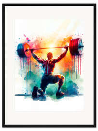 Gerahmter Kunstdruck Gewichtheber in Aquarell - nobelart