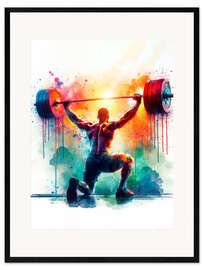 Impression artistique encadrée Weightlifter in watercolour