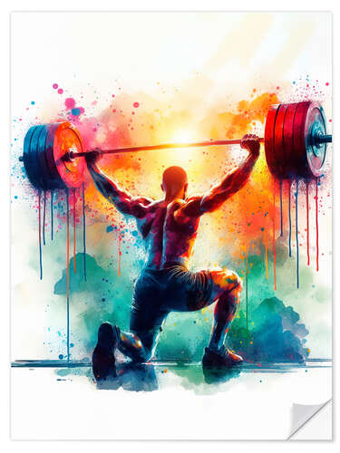 Wall sticker Weightlifter in watercolour