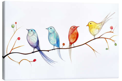 Tableau sur toile Flock of colourful birds