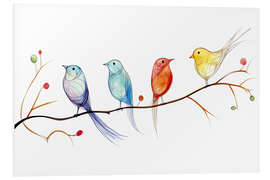 Foam board print Flock of colourful birds