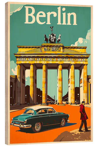 Wood print Berlin Travel Art