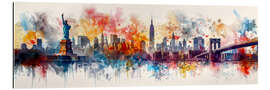 Quadro em plexi-alumínio New York skyline in a cloud of colours