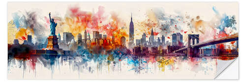 Selvklebende plakat New York skyline in a cloud of colours