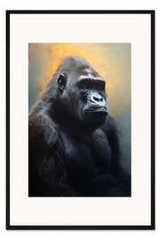 Gerahmter Kunstdruck Porträt eines Gorillas
