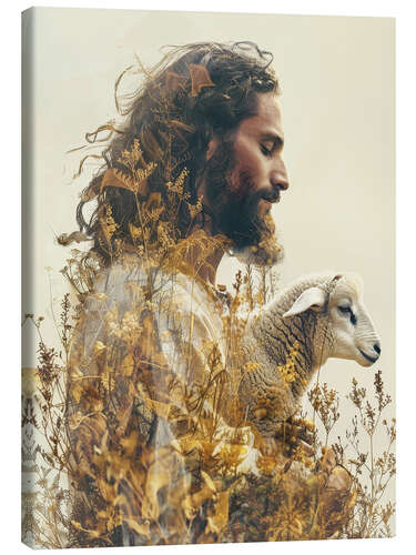 Canvas print Jesus and the lamb