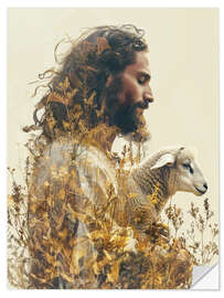 Wall sticker Jesus and the lamb