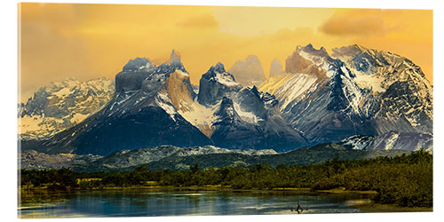 Tableau en verre acrylique Scenic mountain landscape, Patagonia, Chile