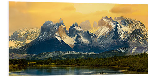 Hartschaumbild Malerische Berglandschaft, Patagonien, Chile