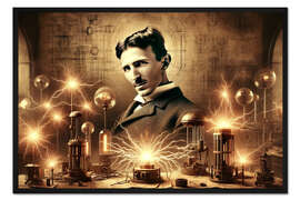Gerahmter Kunstdruck Nikola Teslas Visionen von Elektrizität