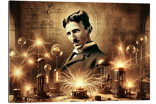 Quadro em plexi-alumínio Nikola Tesla's Visions of Electricity