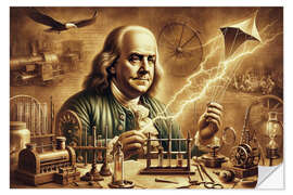 Selvklebende plakat Benjamin Franklin's Electrifying Legacy