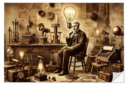 Sticker mural Thomas Edison's Glowing Vision of the Future