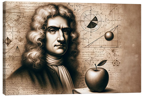 Leinwandbild Isaac Newton und sein Apfel