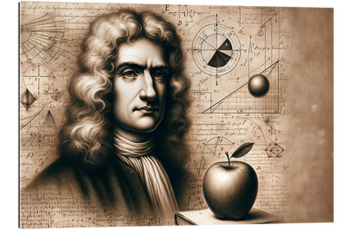 Stampa su plexi-alluminio Isaac Newton and his apple