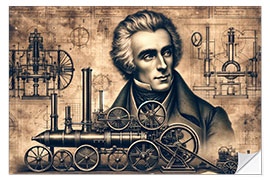 Selvklebende plakat James Watt's World of Machines