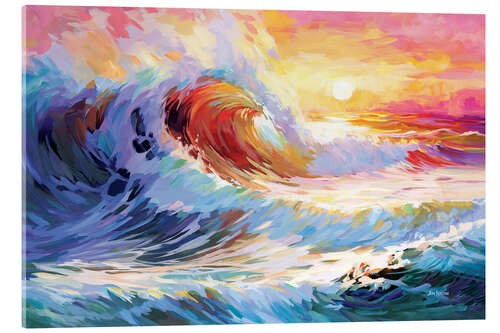 Tableau en verre acrylique Colourful Ocean Waves in California