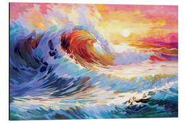 Aluminium print Colourful Ocean Waves in California