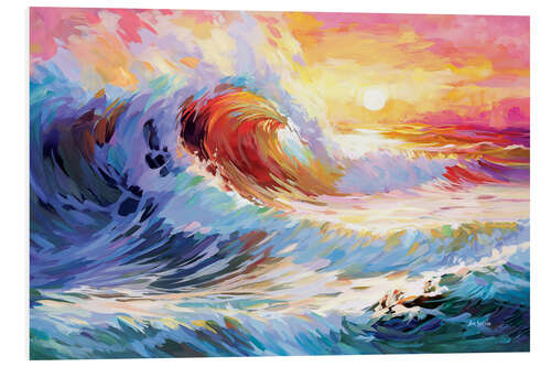 Foam board print Colourful Ocean Waves in California