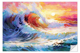 Wall sticker Colourful Ocean Waves in California