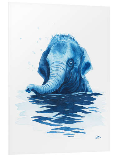 Tableau en PVC Baby Elephant Taking a Bath