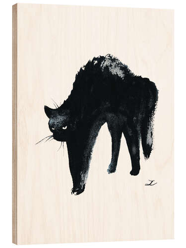 Stampa su legno Hissing Black Cat