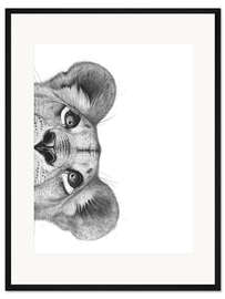 Gerahmter Kunstdruck Die neugierige Löwin