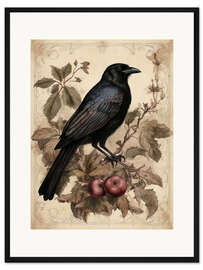 Gerahmter Kunstdruck Rabe in gotischem Stil