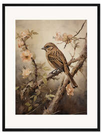 Gerahmter Kunstdruck Vintage Spatz