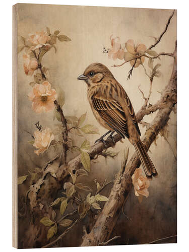 Wood print Vintage Sparrow