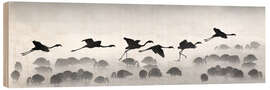 Wood print Flamingos landing, Kenya II