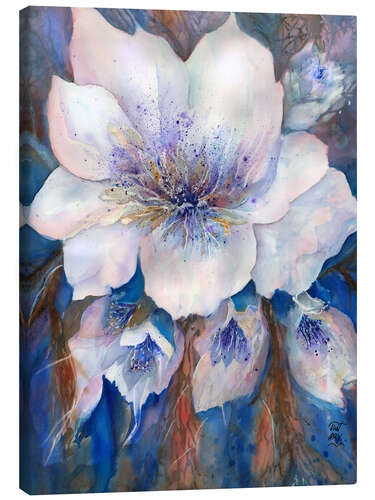 Stampa su tela White Christmas rose blossom
