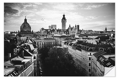 Selvklæbende plakat Leipzig City Panorama III