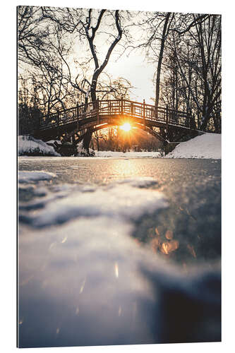 Quadro em plexi-alumínio Johannapark Wooden Bridge, Leipzig I
