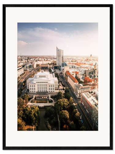 Ingelijste kunstdruk Aerial View of Leipzig, Center