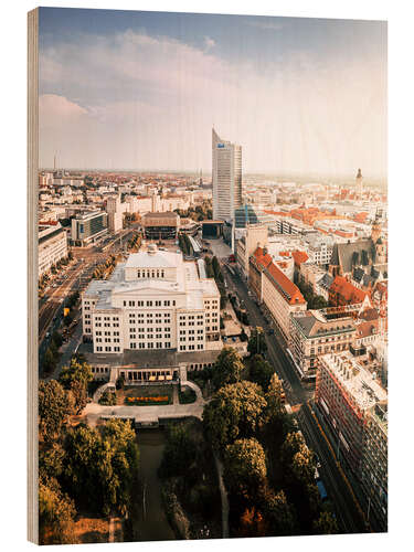 Quadro de madeira Aerial View of Leipzig, Center