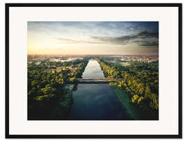 Gerahmter Kunstdruck Luftbild Leipzig, Elsterbecken