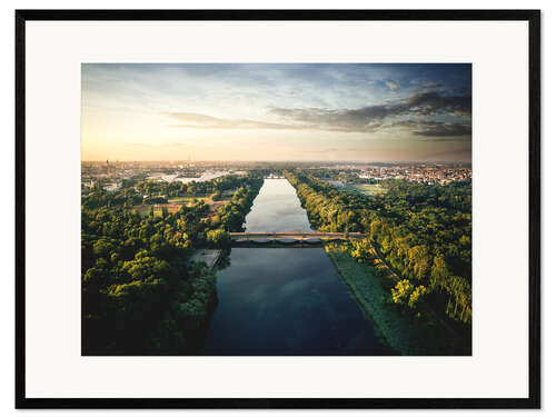 Framed art print Aerial Photo Leipzig, Elster Basin