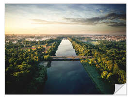 Selvklebende plakat Aerial Photo Leipzig, Elster Basin