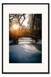 Gerahmter Kunstdruck Holzbrücke Johannapark, Leipzig II