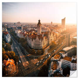 Selvklebende plakat Aerial View of the New Town Hall, Leipzig