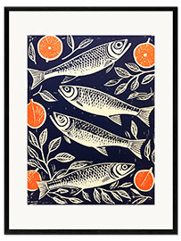 Stampa artistica con cornice Four Portuguese Vintage Sardines